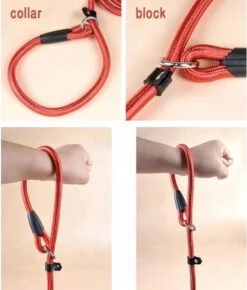 LOUZIR Cesar Millan Sliplijn Met Stop - Hondenriem - Rood - 130 Cm -Hondenbenodigdheden 1023x1200