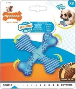Nylabone Flexi Voor Honden Puppy Teething X Bone Beef Tot 11 Kg -Hondenbenodigdheden 1028x1200 2