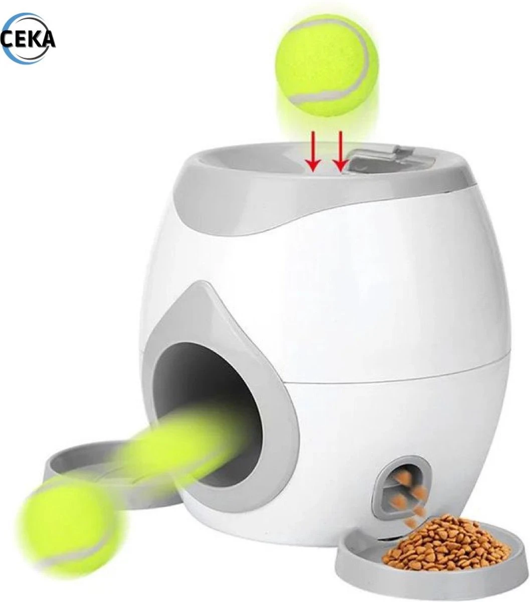 Ceka - Automatische Ballenwerper Hond - Met Voer / Beloning Systeem - Honden Speelgoed Intelligentie - Inclusief 2 Tennisbalen + Voerschep 3 Ceka - Automatische Ballenwerper Hond - Met Voer / Beloning Systeem - Honden Speelgoed Intelligentie - Inclusief 2 Tennisbalen + Voerschep