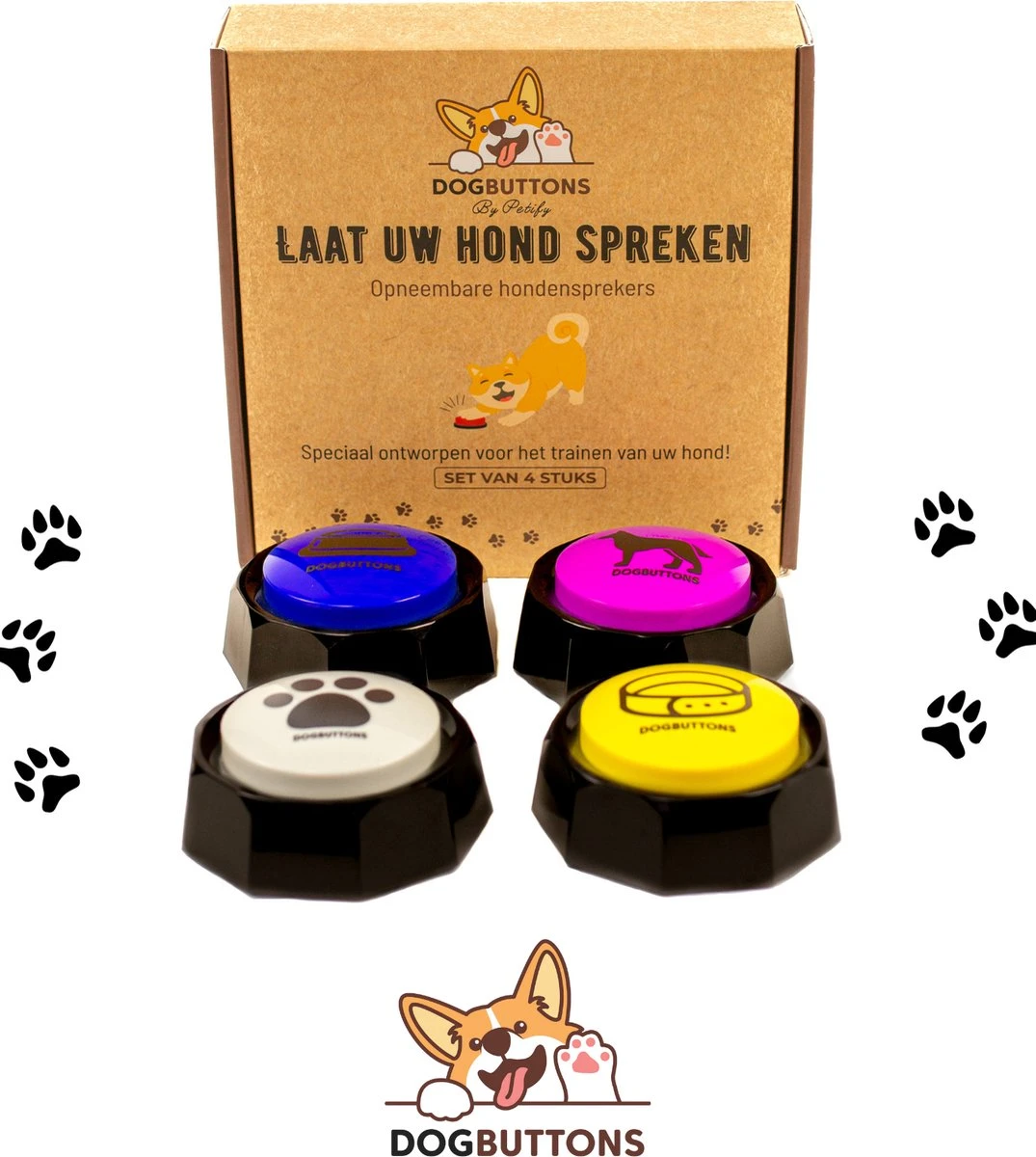 Merkloos Dogbuttons® – PETIFY PREMIUM Praatknoppen - 4stuks – Praatknop – Hond – Opneembare Knoppen – Hond Praten – Hondentraining – Praatknoppen – Dog Button – Hondenknop – Huisdier – Honden Speelgoed Intelligentie – Praten Met Hond – Laat Uw Hond Spreken! 9 Merkloos Dogbuttons® – PETIFY PREMIUM Praatknoppen - 4stuks – Praatknop – Hond – Opneembare Knoppen – Hond Praten – Hondentraining – Praatknoppen – Dog Button – Hondenknop – Huisdier – Honden Speelgoed Intelligentie – Praten Met Hond – Laat Uw Hond Spreken! - Afbeelding 7