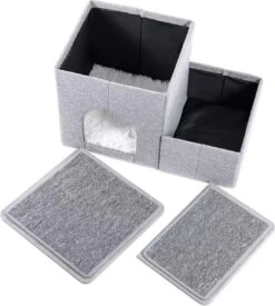 2-in-1 Hondenhuis & Hondentrap - Voor Binnen - Huisdieren Huisje - Hondenmand - Kattenmand - 67.5x40x37.5 Cm - Grijs -Hondenbenodigdheden 1077x1200