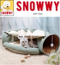SNOWWY - Kattentunnel Met Kattenmand In één - Origineel En Uniek Design - Kattenhuis - Kattenhuis - Kat Kussen - Kattenbed - Matcha Groen -Hondenbenodigdheden 1099x1200 3