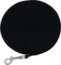 Hondenriem 20 Meter - Lange Lijn - Gerecycled Nylon - Trainingslijn, Speurlijn - 2 Cm Breed - Zwart -Hondenbenodigdheden 1121x1200