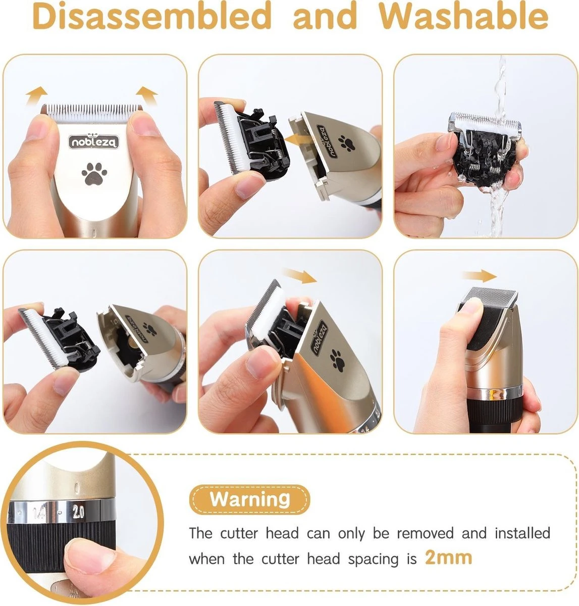 Nobleza Dieren Tondeuse Set - 4 Opzetkammen - Draadloos - Voor Huisdieren Katten & Honden 6 Nobleza Dieren Tondeuse Set - 4 Opzetkammen - Draadloos - Voor Huisdieren Katten & Honden - Afbeelding 4