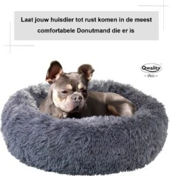 Hondenmand Donut – 70 Cm - Honden Mand – Pluche – Fluffy – Extra Zacht - Kattenmand - Hondenkussen – Kattenkussen – Bed - Wasbaar Met Rits – Hondenmanden – Rond – Bank – Grijs - Qwality -Hondenbenodigdheden 1161x1200 6
