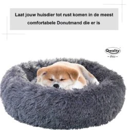 Hondenmand Donut – 60 Cm - Honden Mand – Pluche – Fluffy – Extra Zacht - Hondenkussen – Kattenkussen – Bed - Wasbaar Met Rits – Hondenmanden – Rond – Bank – Grijs - Qwality -Hondenbenodigdheden 1166x1200 7