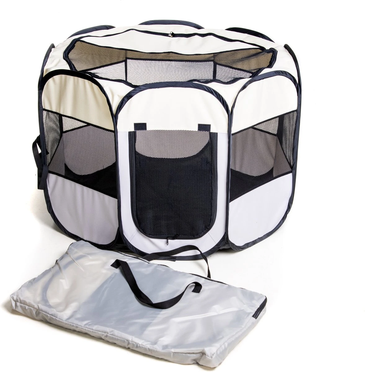 Dogs&Co Puppyren Opvouwbaar Grijs 90x90x60cm In Handige Draagtas 3 Dogs&Co Puppyren Opvouwbaar Grijs 90x90x60cm In Handige Draagtas