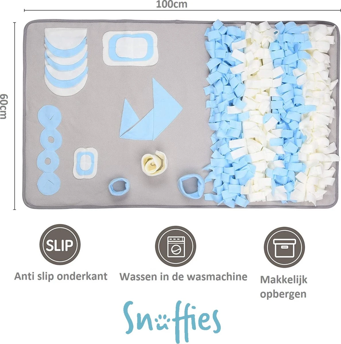 SNUFFIES® Snuffelmat Rocky 100x60cm - Snuffelmat - Snuffelmatten - Snuffelmat Hond- Intelligentie Speelgoed Hond - Hondenspeeltjes - Puppyspeelgoed 7 SNUFFIES® Snuffelmat Rocky 100x60cm - Snuffelmat - Snuffelmatten - Snuffelmat Hond- Intelligentie Speelgoed Hond - Hondenspeeltjes - Puppyspeelgoed - Afbeelding 5