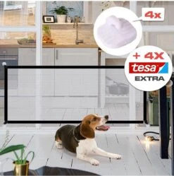 Merkloos ACE Pets – Oprolbaar Hondenrek Voor Binnen - Traphekje Hond Zonder Boren - Veiligheidshek Deurhekje - 180 X 72 Cm - Zwart -Hondenbenodigdheden 1190x1200 3