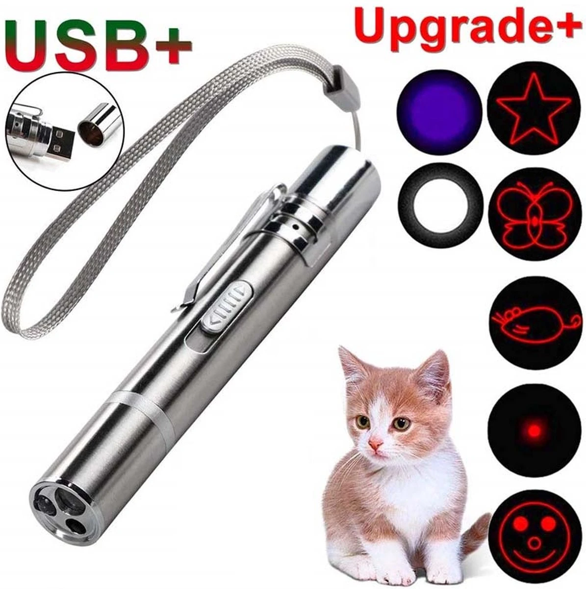 Merkloos Laserpen - Laserlamp - Laserpointer - Laser - Zaklamp - UV-Licht - Multifunctioneel - 7 Verschillende Standen - Dierenspeelgoed - USB-oplaadbaar 4 Merkloos Laserpen - Laserlamp - Laserpointer - Laser - Zaklamp - UV-Licht - Multifunctioneel - 7 Verschillende Standen - Dierenspeelgoed - USB-oplaadbaar - Afbeelding 2