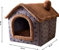 Château Animaux® Hondenhuis - Kattenhuis - 50 X 40x 46 Cm - Dierenhuis - Kattenhok - Hondentent - Hondenhuisjes Voor Binnen - Bruin -Hondenbenodigdheden 1200x1022 3