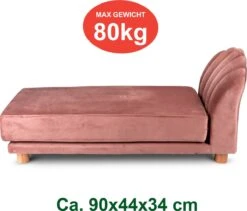 Maxxpro Katten- En Hondenbank - Roze - Verhoogd Met Houten Poten - Fluweel Materiaal - 90 X 44 X 34 CM - Huisdieren Tot 80 KG -Hondenbenodigdheden 1200x1027 4