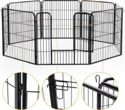 Merkloos Hondenren - Puppyren - Hondenkennel - 8 Kennelpanelen - Staal - 80 Cm Hoog - 640 Cm Omtrek - Uitbreidbaar -Hondenbenodigdheden 1200x1051 2