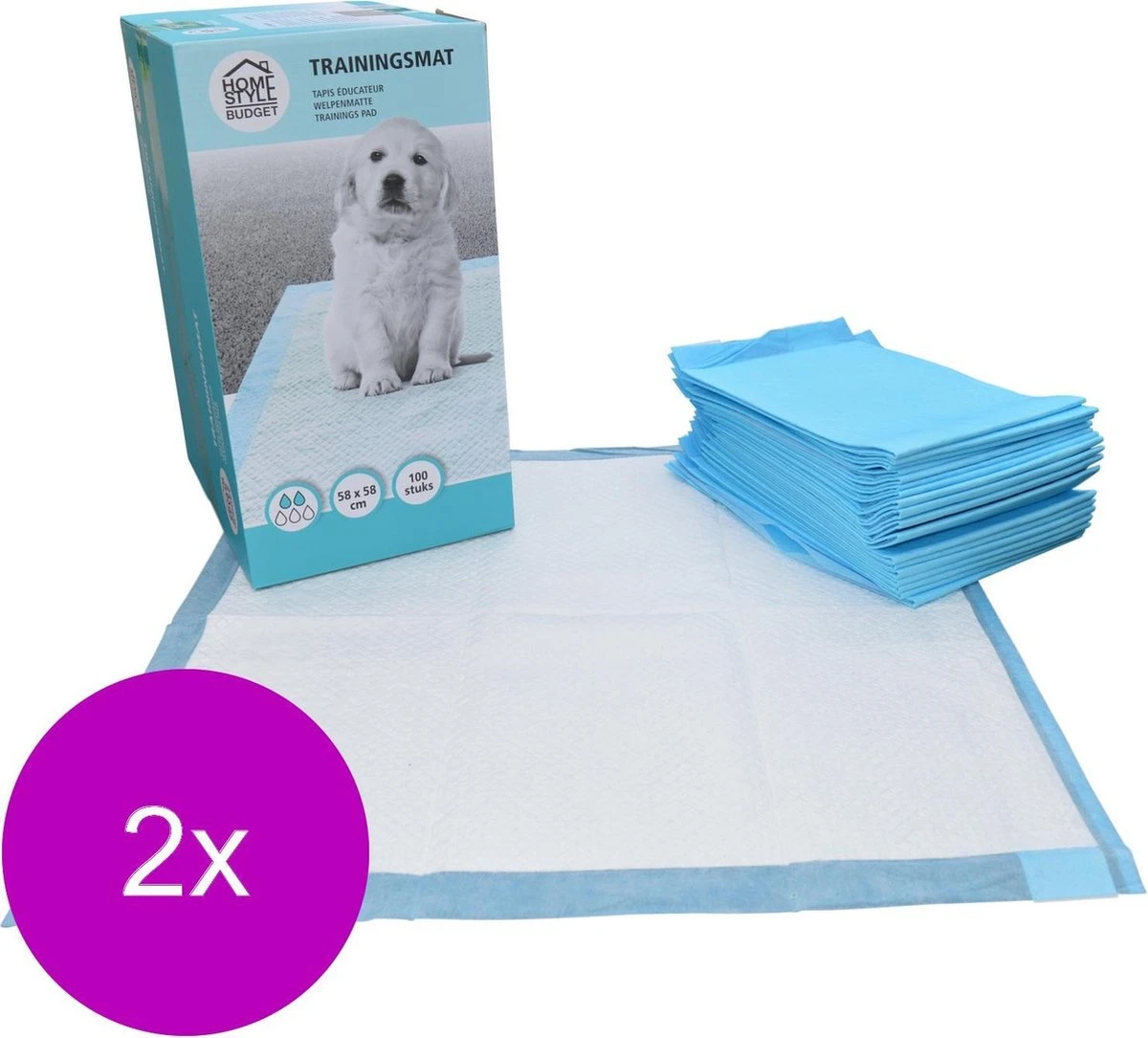 Homestyle Budget Trainingsmat - Zindelijkstraining - 2 X 100 Stuks 58x58 Cm 3 Homestyle Budget Trainingsmat - Zindelijkstraining - 2 X 100 Stuks 58x58 Cm