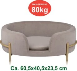 Maxxpro Pet Bed - Huisdieren Tot 80KG - Zacht Fluwelen Kussen - Verhoogd Katten- En Hondenbed - Grijs - 60,5 X 40,5 X 23,5 Cm -Hondenbenodigdheden 1200x1103 4
