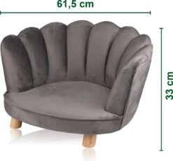 Maxxpro Katten- En Hondenstoel - Grijs - Verhoogd Met Houten Poten - Fluweel Materiaal - 61.5 X 52 X 33 CM - Huisdieren Tot 80 KG -Hondenbenodigdheden 1200x1119 2