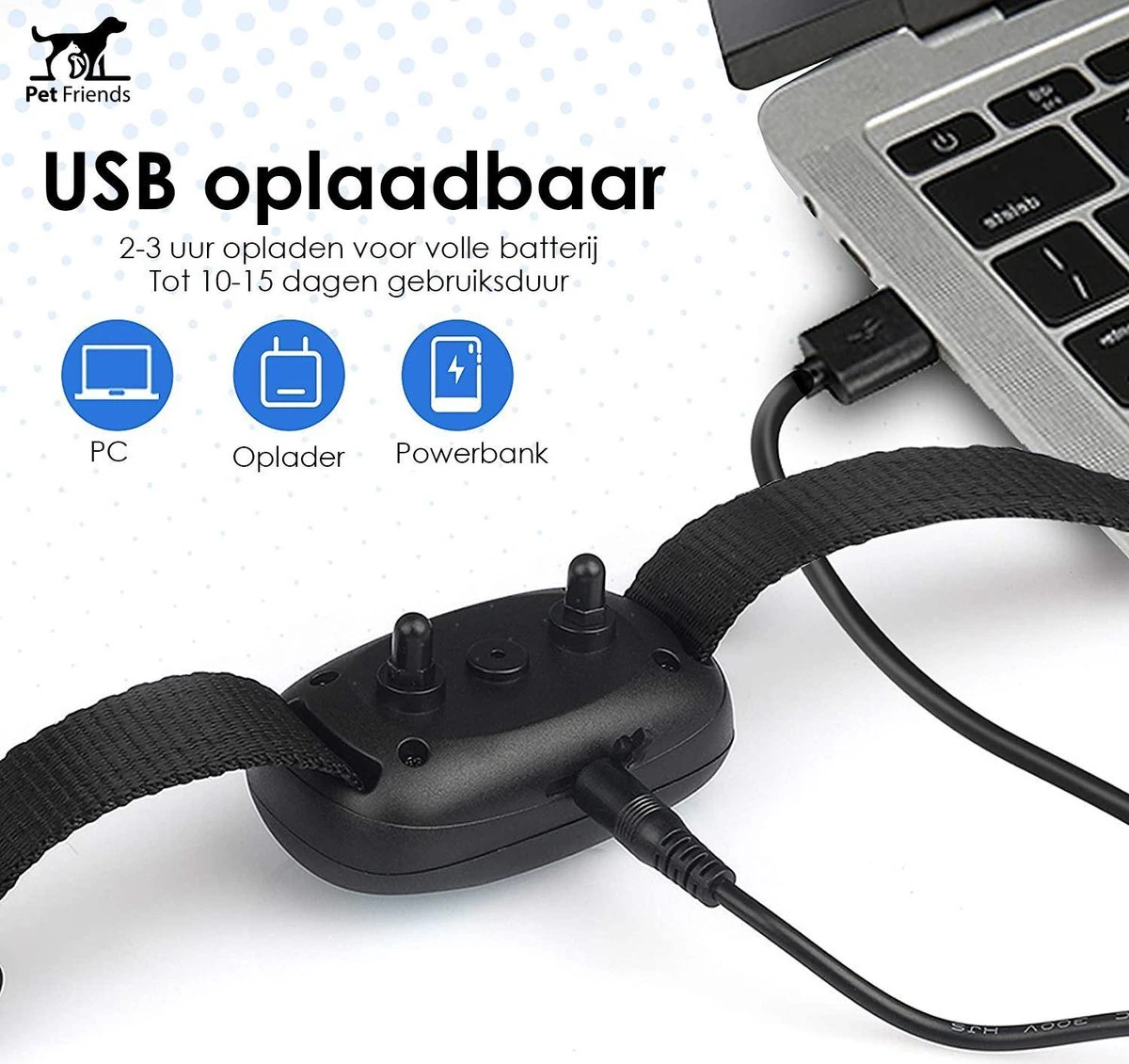 PetFriends Anti Blafband Zonder Schok - Gratis Hondenfluit - USB Oplaadbaar - Anti Blaf Apparaat - Opvoedingshalsband - Voor Grote En Kleine Honden 8 PetFriends Anti Blafband Zonder Schok - Gratis Hondenfluit - USB Oplaadbaar - Anti Blaf Apparaat - Opvoedingshalsband - Voor Grote En Kleine Honden - Afbeelding 6