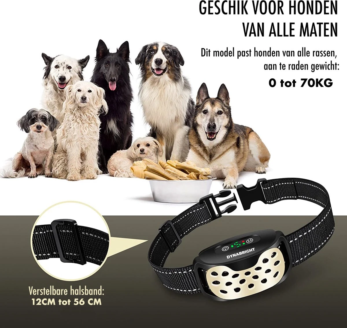 DynaBright Anti Blafband Voor Honden - 3-70KG - Diervriendelijk - Zonder Schok - Vibratie En Audio - Anti Blaf Band 3 DynaBright Anti Blafband Voor Honden - 3-70KG - Diervriendelijk - Zonder Schok - Vibratie En Audio - Anti Blaf Band - Afbeelding 2