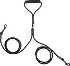 Rebel Petz - Dubbele Verstelbare Hondenriem Voor Twee Honden - Met Draaibare Sluiting En Zacht Handvat - Small En Large - Small (140 Cm Lang, Ø 8 Mm) -Hondenbenodigdheden 1200x1136