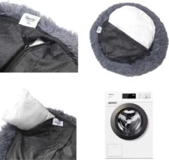 Hondenmand Donut – 60 Cm - Honden Mand – Pluche – Fluffy – Extra Zacht - Hondenkussen – Kattenkussen – Bed - Wasbaar Met Rits – Hondenmanden – Rond – Bank – Grijs - Qwality -Hondenbenodigdheden 1200x1139 4