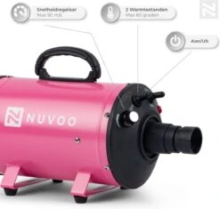 Nuvoo Professionele Hondenföhn / Waterblazer / Hondenborstel Met 3 Opzetstukken - Verstelbare Vermogen Tot 2200W - Warme / Koude Stand - Roze -Hondenbenodigdheden 1200x1140 9