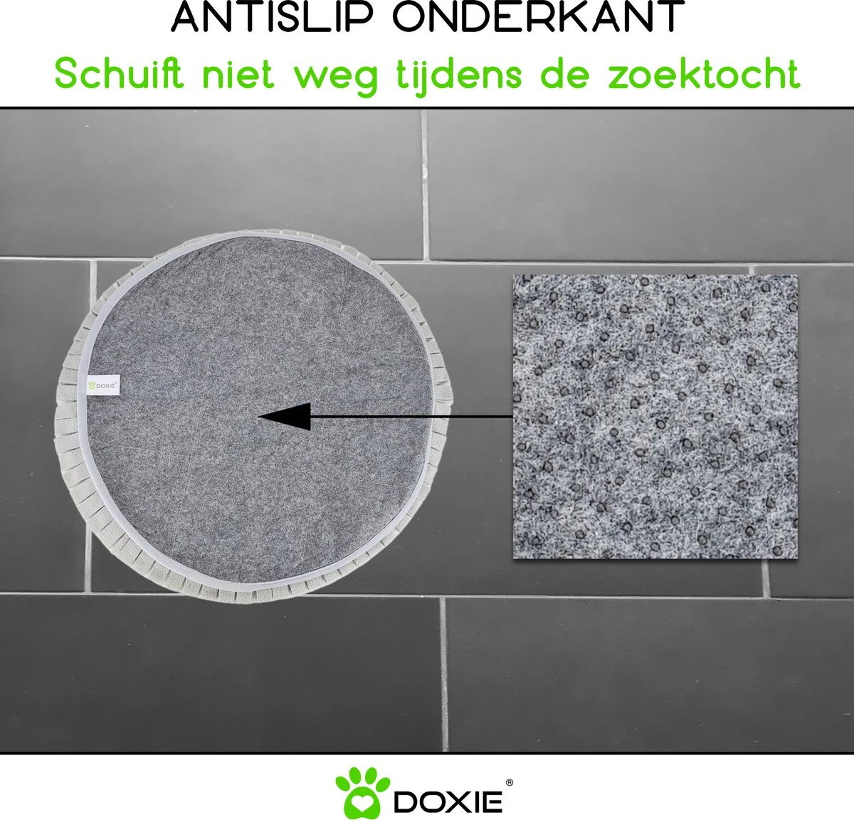 Doxie® Hondenspeelgoed – Speelgoed Hond – Snuffelmat – Antislip – Wasbaar – ⌀ 50 Cm – Lichtgrijs Met Wit 4 Doxie® Hondenspeelgoed – Speelgoed Hond – Snuffelmat – Antislip – Wasbaar – ⌀ 50 Cm – Lichtgrijs Met Wit - Afbeelding 2