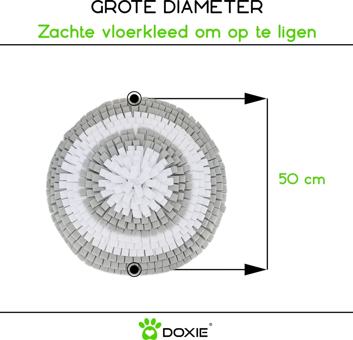 Doxie® Hondenspeelgoed – Speelgoed Hond – Snuffelmat – Antislip – Wasbaar – ⌀ 50 Cm – Lichtgrijs Met Wit 6 Doxie® Hondenspeelgoed – Speelgoed Hond – Snuffelmat – Antislip – Wasbaar – ⌀ 50 Cm – Lichtgrijs Met Wit - Afbeelding 4
