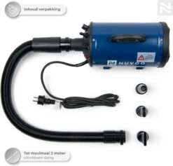 Nuvoo Professionele Hondenföhn / Waterblazer / Hondenborstel Met 3 Opzetstukken - Verstelbare Vermogen Tot 2200W - Warme / Koude Stand - Blauw 18 Nuvoo Professionele Hondenföhn / Waterblazer / Hondenborstel Met 3 Opzetstukken - Verstelbare Vermogen Tot 2200W - Warme / Koude Stand - Blauw -Hondenbenodigdheden 1200x1153 8
