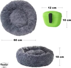 Hondenmand Donut – 60 Cm - Honden Mand – Pluche – Fluffy – Extra Zacht - Hondenkussen – Kattenkussen – Bed - Wasbaar Met Rits – Hondenmanden – Rond – Bank – Grijs - Qwality -Hondenbenodigdheden 1200x1163 16
