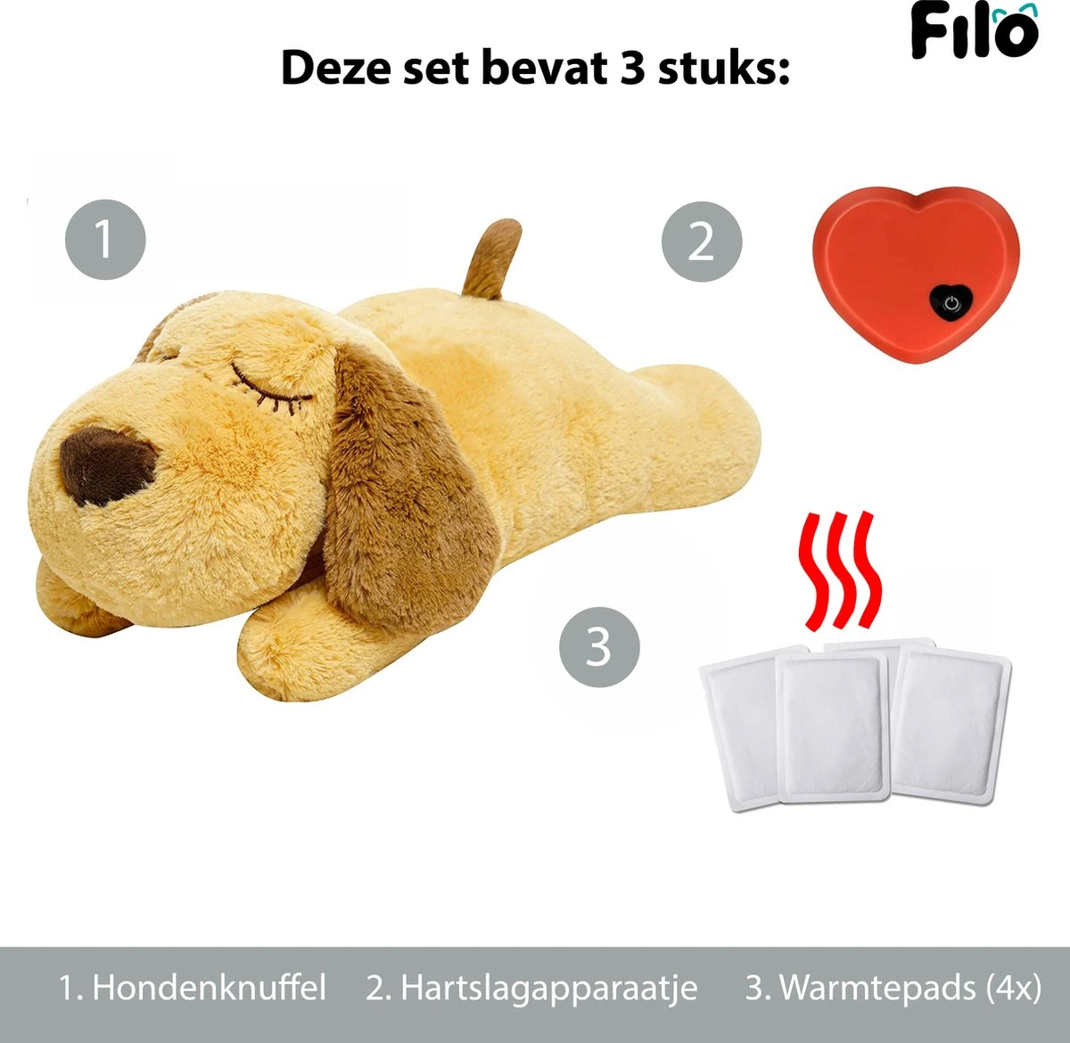 Filo Hondenknuffel Met Hartslag En Warmtebron - Hartslagknuffel Hondenspeelgoed Snuggle Puppy - Knuffel Met Hartslag - Heartbeat Knuffel Hond 9 Filo Hondenknuffel Met Hartslag En Warmtebron - Hartslagknuffel Hondenspeelgoed Snuggle Puppy - Knuffel Met Hartslag - Heartbeat Knuffel Hond - Afbeelding 7