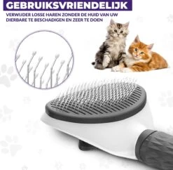 Kattenborstel - Hondenborstel - Pluizenverwijderaar - Haarverwijderaar Voor Huisdieren - Hondenkam - Kattenkam - Huisdierhaar Verwijderaar - Ontpluizer - Kattenhaar & Hondenhaar Verwijderaar - Voor Langharig & Kortharig - Grijs -Hondenbenodigdheden 1200x1175 1