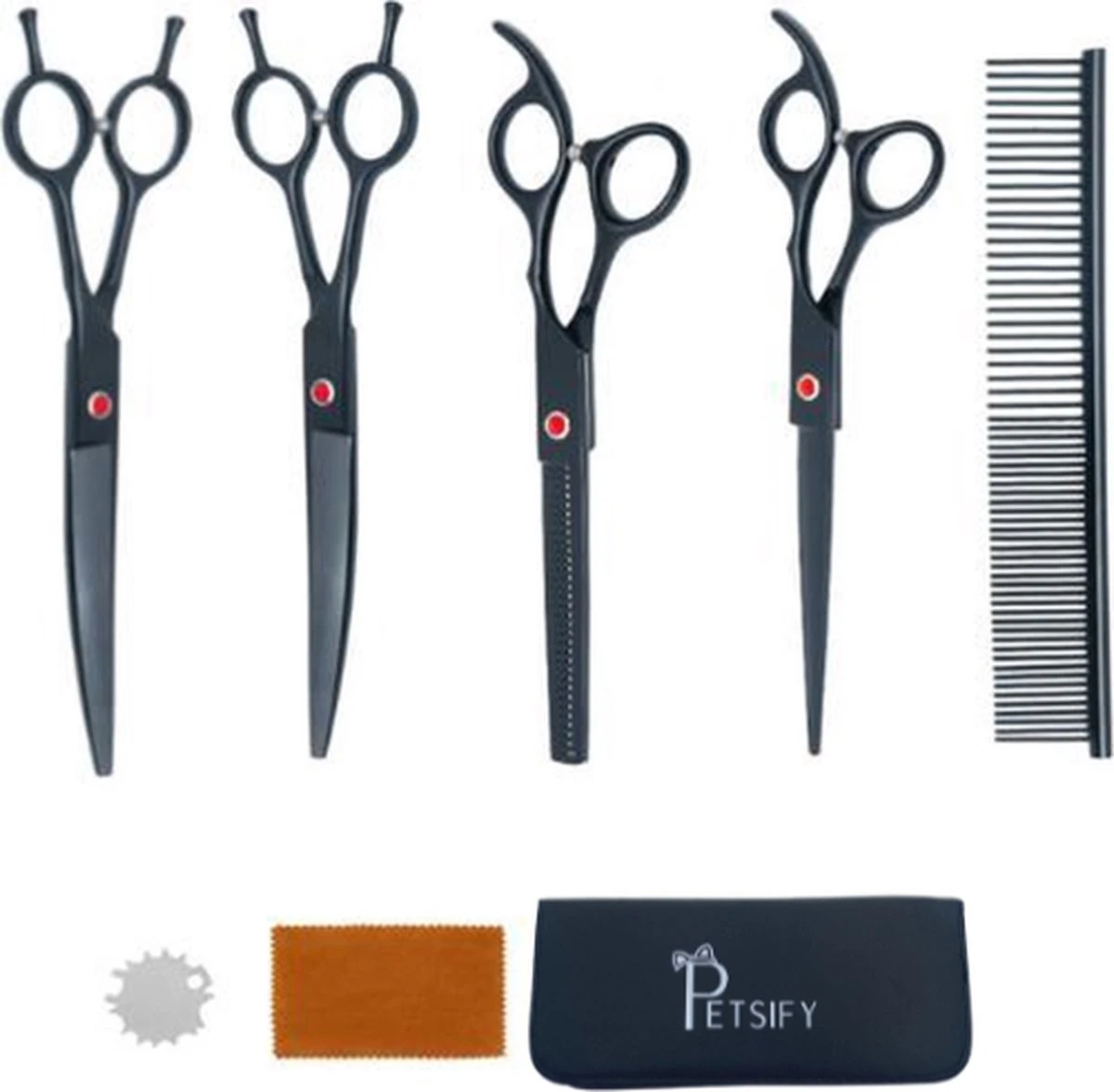 Petsify - Professionele 8-delige Huisdier Knipset - Effileerschaar Hond - Kam Hond - Schaar Hond - Katten Kam - Hondenschaar - Trimschaar Voor Honden - Kapperset - Zwart 3 Petsify - Professionele 8-delige Huisdier Knipset - Effileerschaar Hond - Kam Hond - Schaar Hond - Katten Kam - Hondenschaar - Trimschaar Voor Honden - Kapperset - Zwart