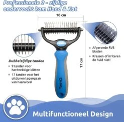 TwinQ Vachtverzorgingsset Hond/kat - Professionele 2-zijdige Ondervacht Kam - Klittenkam Voor Honden En Katten - Verwijderd Klitten En Voorkomt Haaruitval - Incl. Vlooienkam En Tandenborstel -Hondenbenodigdheden 1200x1178 5
