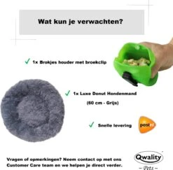 Hondenmand Donut – 60 Cm - Honden Mand – Pluche – Fluffy – Extra Zacht - Hondenkussen – Kattenkussen – Bed - Wasbaar Met Rits – Hondenmanden – Rond – Bank – Grijs - Qwality -Hondenbenodigdheden 1200x1181 9