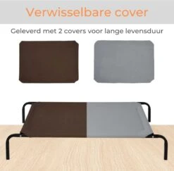 Hondenbed - Hondenstretcher - Honden Ligbed - Inclusief 2 Overtrekhoezen - XL - 110x68cm - Grijs En Koffie -Hondenbenodigdheden 1200x1182 13