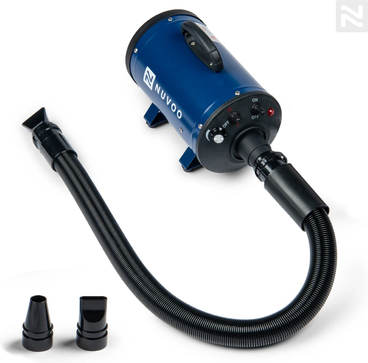 Nuvoo Professionele Hondenföhn / Waterblazer / Hondenborstel Met 3 Opzetstukken - Verstelbare Vermogen Tot 2200W - Warme / Koude Stand - Blauw 3 Nuvoo Professionele Hondenföhn / Waterblazer / Hondenborstel Met 3 Opzetstukken - Verstelbare Vermogen Tot 2200W - Warme / Koude Stand - Blauw