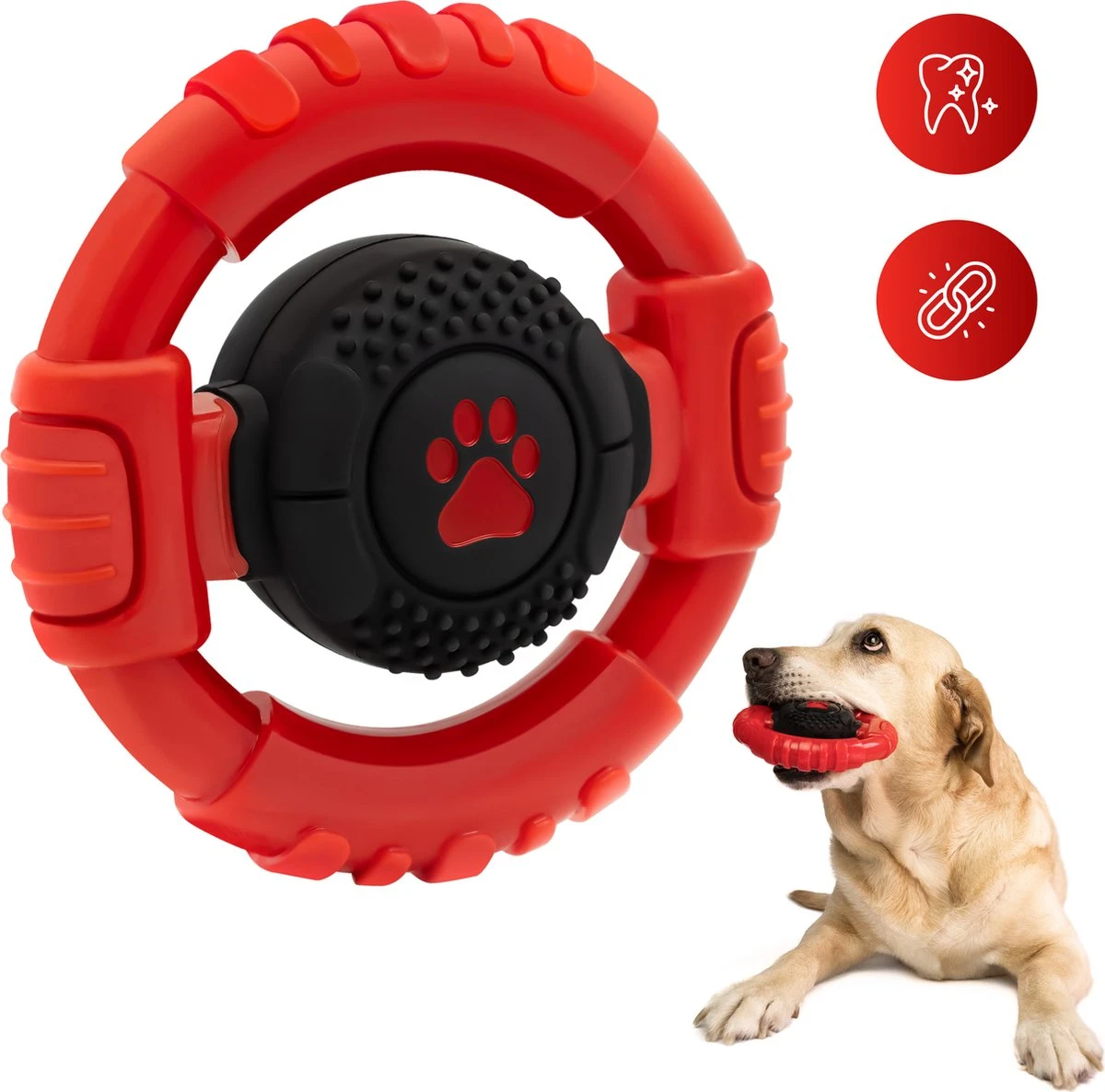 Kauwbot Stuurwiel 2.0 Extra Sterk Melk Geur Smaak En Piep Honden Speelgoed - Kauwspeelgoed Bot Hond - Dutchwide 3 Kauwbot Stuurwiel 2.0 Extra Sterk Melk Geur Smaak En Piep Honden Speelgoed - Kauwspeelgoed Bot Hond - Dutchwide