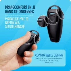 VEDIC® - Luxe Clicker Met Fluit - Clickertraining Voor Honden - Zwart - Bevestigingsring - Fluit - Hondentraining -Hondenbenodigdheden 1200x1200 1009