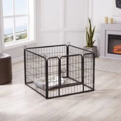 ACAZA Hondenren In 4 Panelen - Hondenkennel - Met Deur - 60 Cm Hoog - Zwart -Hondenbenodigdheden 1200x1200 1048