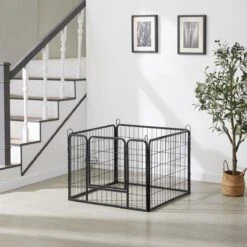 ACAZA Hondenren In 4 Panelen - Hondenkennel - Met Deur - 60 Cm Hoog - Zwart -Hondenbenodigdheden 1200x1200 1049
