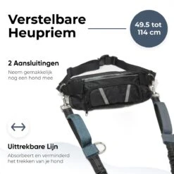 Canicross Looplijn Hond Met Heupriem Voor Hardlopen - Elastische Handsfree Hondenriem - Honden Trainingslijn - 150/200cm - Grijs -Hondenbenodigdheden 1200x1200 11