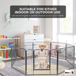 MaxxPet Puppyren - Hondenbench - Hondenren- Puppyren Met 8 Kennelpanelen - Staal -80 X 100 Cm Ø 210 Cm -Hondenbenodigdheden 1200x1200 1167