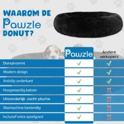 Pawzle Hondenmand - Donut Hondenkussen - Kattenmand - Bed Voor Honden & Katten - Wasbaar - 60cm - Zwart 18 Pawzle Hondenmand - Donut Hondenkussen - Kattenmand - Bed Voor Honden & Katten - Wasbaar - 60cm - Zwart -Hondenbenodigdheden 1200x1200 1353