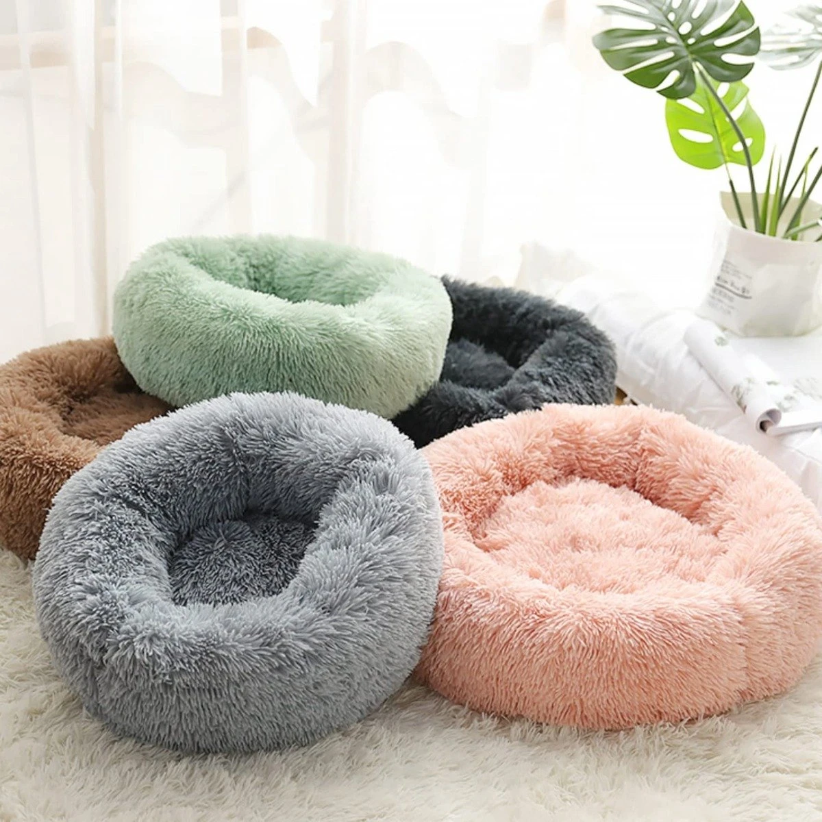 Topmast Fluffy Donut - Dierenmand - Donut Hondenmand - Camel - 40 Cm 4 Topmast Fluffy Donut - Dierenmand - Donut Hondenmand - Camel - 40 Cm - Afbeelding 2