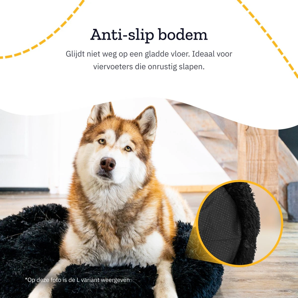 All 4 Pets Supply® Hondenmand Donut - Maat XL - Geschikt Voor Honden Tot 100 Cm - Hondenkussen - Zwart 6 All 4 Pets Supply® Hondenmand Donut - Maat XL - Geschikt Voor Honden Tot 100 Cm - Hondenkussen - Zwart - Afbeelding 4
