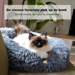 Hondenmand Donut – 70 Cm - Honden Mand – Pluche – Fluffy – Extra Zacht - Kattenmand - Hondenkussen – Kattenkussen – Bed - Wasbaar Met Rits – Hondenmanden – Rond – Bank – Grijs - Qwality -Hondenbenodigdheden 1200x1200 1503