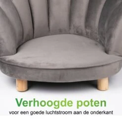 Maxxpro Katten- En Hondenstoel - Grijs - Verhoogd Met Houten Poten - Fluweel Materiaal - 61.5 X 52 X 33 CM - Huisdieren Tot 80 KG -Hondenbenodigdheden 1200x1200 1573