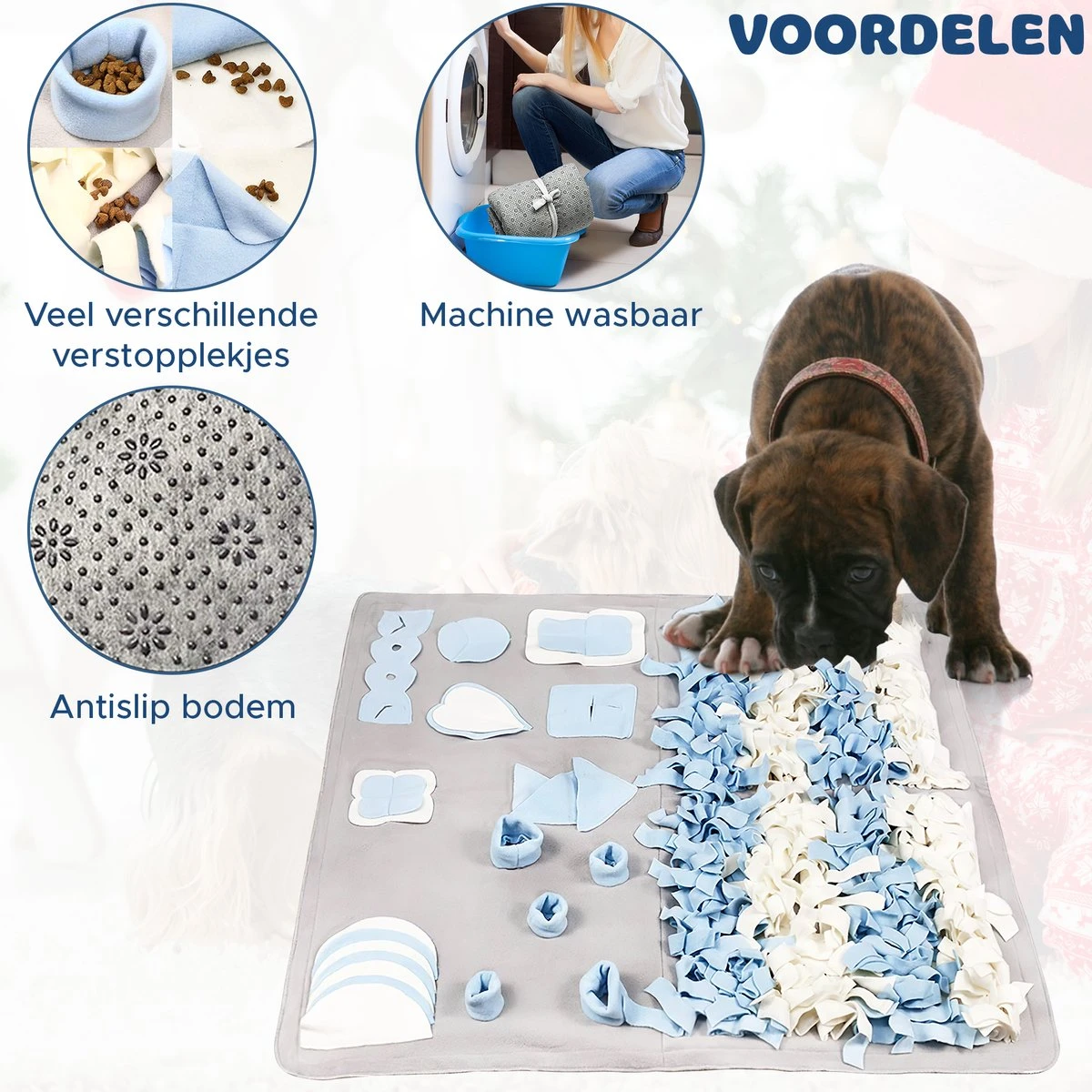 Snuffelmat Hond - Likmat Hond - Honden Speelgoed Intelligentie - Anti Schrokbak Hond - Honden Speeltjes - 100cmx100cm 4 Snuffelmat Hond - Likmat Hond - Honden Speelgoed Intelligentie - Anti Schrokbak Hond - Honden Speeltjes - 100cmx100cm - Afbeelding 2