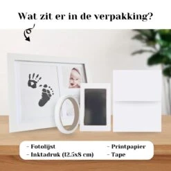 NOVOB® Fotolijst Met Inktafdruk - Pootafdruk Hond - Contactloos - Paw Print - Hondenspeelgoed - Afdruk Huisdier - Cadeau - 23.5 X 29 Cm | Wit -Hondenbenodigdheden 1200x1200 1797
