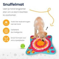 Snuffelmat 70x70cm Inclusief Rubberen Massage Bal & E-book - Speelmat Hond - Denkspel Hond - Puppy Speelgoed - Anti Schrok Mat - Honden Snoepjes - Cadeau Tip -Hondenbenodigdheden 1200x1200 1845